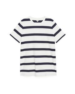 T-Shirt aus Pima-Baumwolle Dunkelblau/Weiß