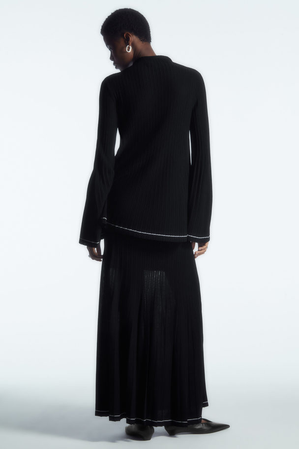 COS Pleated Knitted Midi Skirt Black