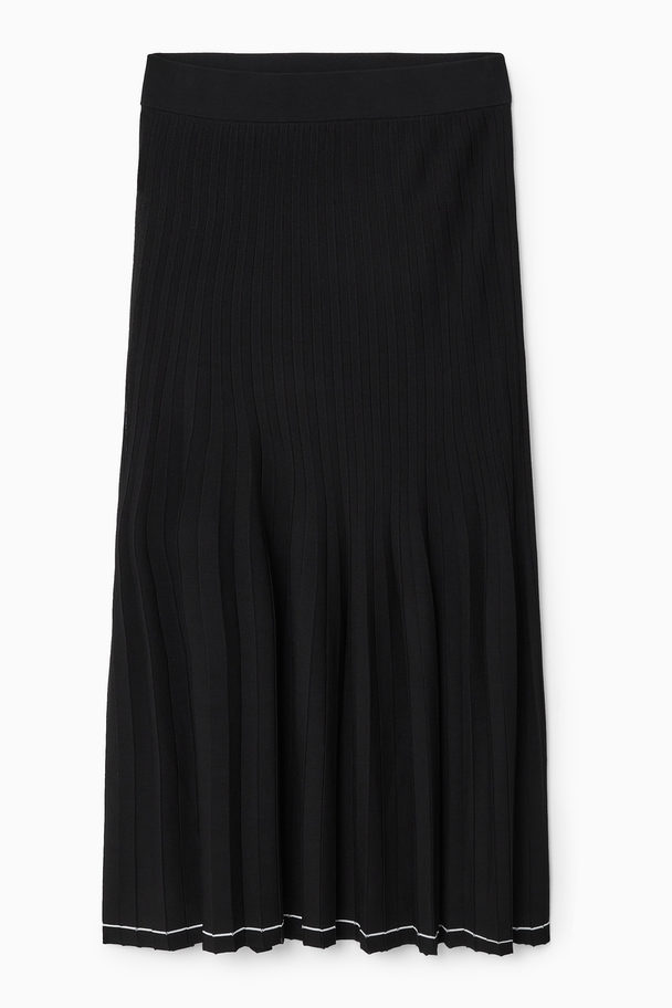 COS Pleated Knitted Midi Skirt Black