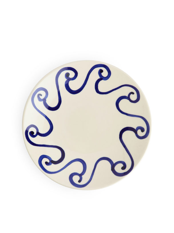 ARKET Stoneware Plate 22 Cm White/blue