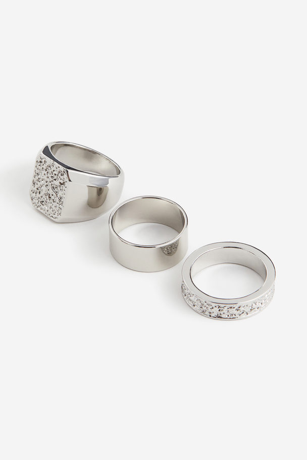 H&M Set Van 3 Ringen Zilverkleurig