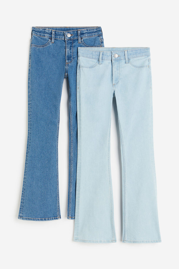 H&M 2-pack Flared Leg Low Jeans Denim Blue/light Denim Blue