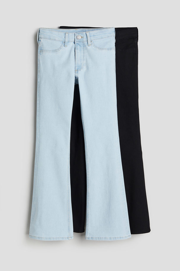 H&M 2-pack Flared Leg Low Jeans Black/pale Denim Blue