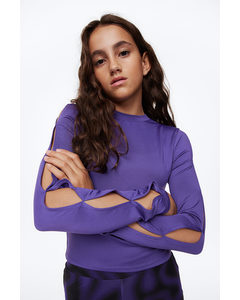 Ribbed Cotton Jersey Cropped Top Purple