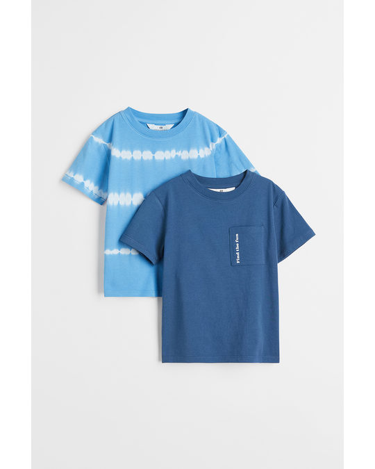 H&M 2-pack Cotton T-shirts Blue/find The Fun