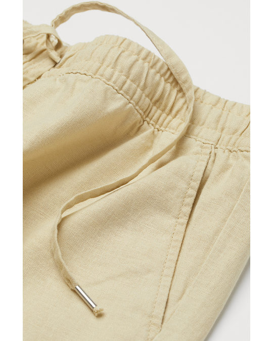 H&M Linen-blend Shorts Light Beige