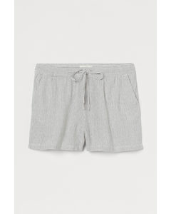 Shorts aus Leinenmix Weiß/Grau gestreift