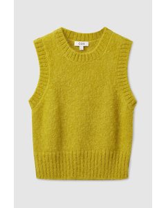 Mohair Knitted Cropped Vest Yellow