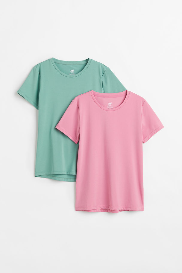 H&M 2-pack Sports Tops Pink/light Green