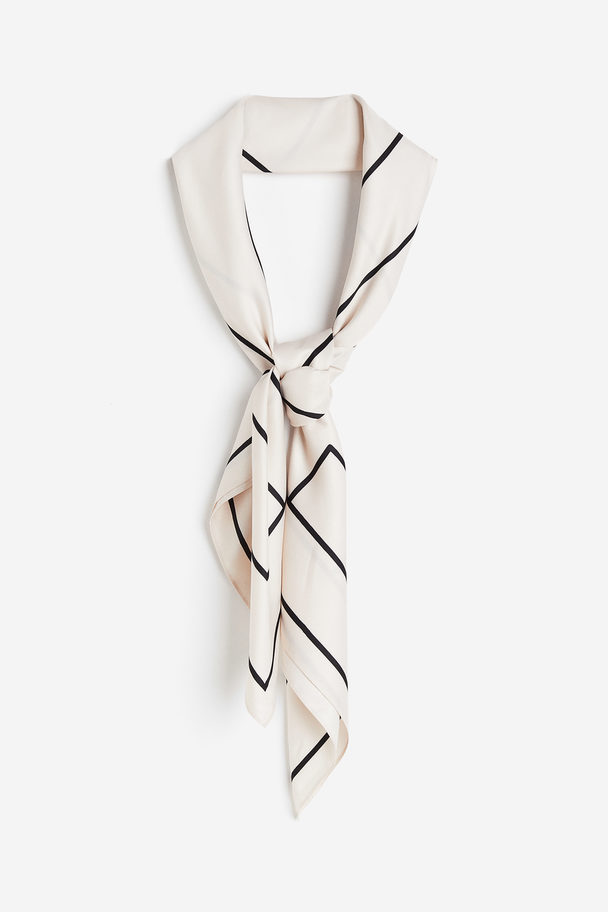 H&M Mønstret Tørklæde I Satin Hvid/mønstret