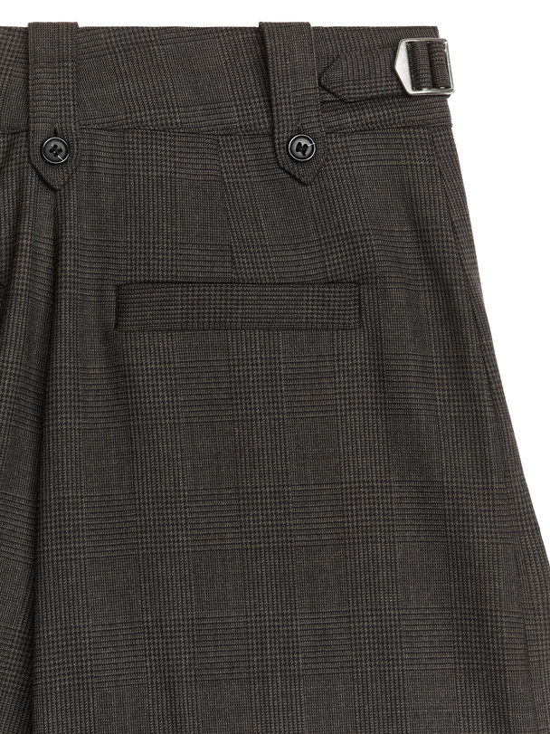 ARKET Wide Wool-blend Trousers Dark Brown