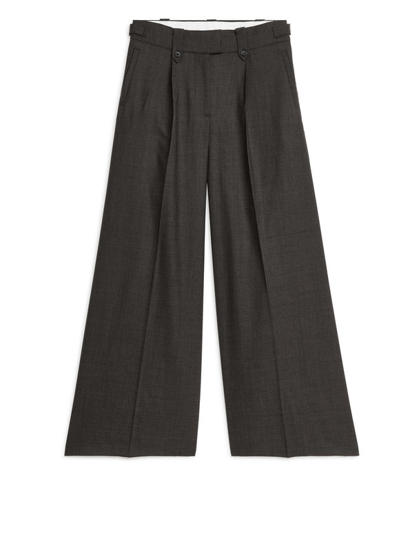 ARKET Wide Wool-blend Trousers Dark Brown