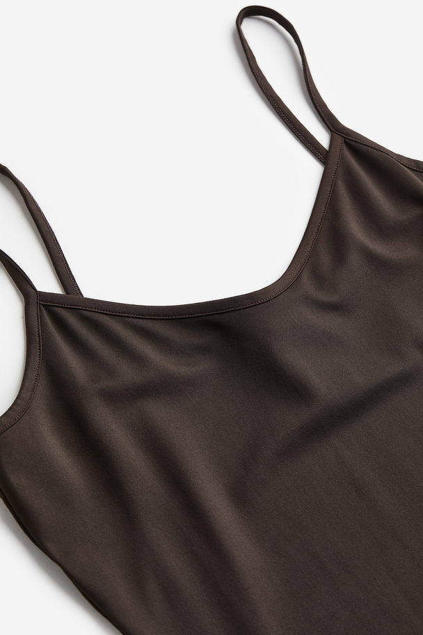 H&M Straptop Van Micro Donkerbruin