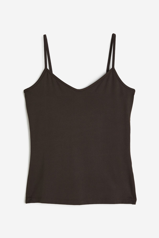 H&M Straptop Van Micro Donkerbruin