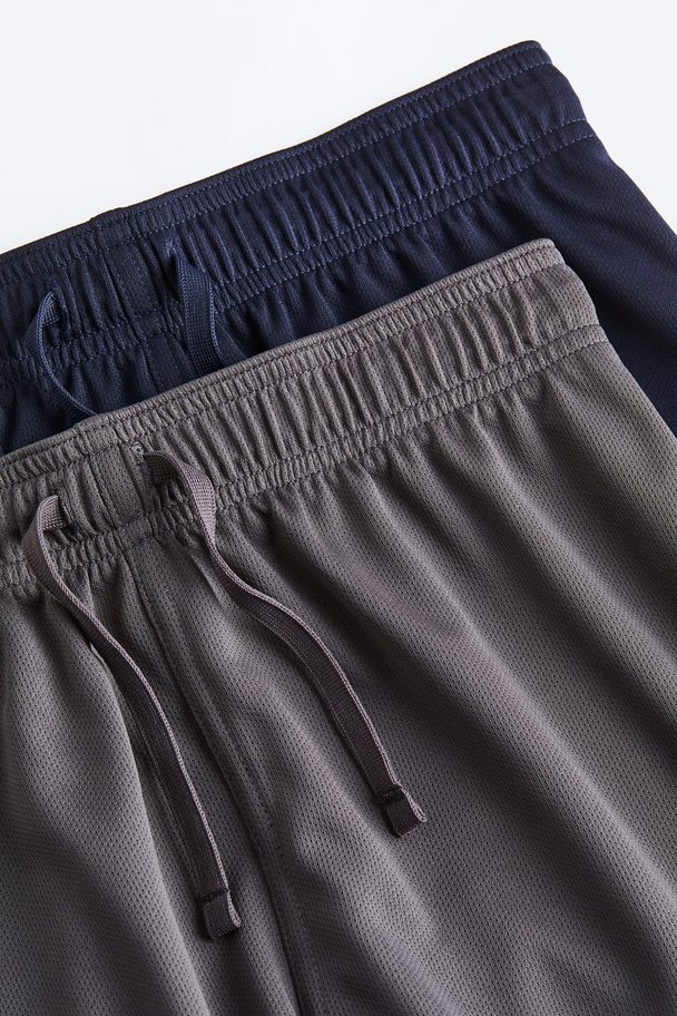 H&M 2-pack Drymove™ Sports Shorts Navy Blue/dark Grey