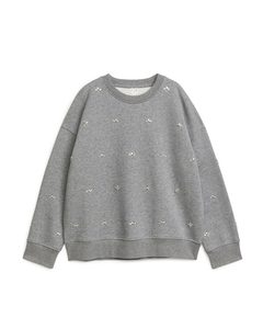 Sweatshirt mit Strass-Steinen Graumeliert