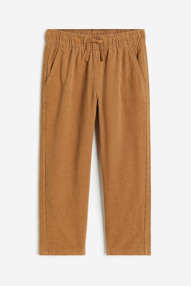 H&M Lined Corduroy Joggers Light Brown