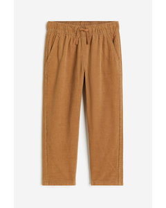 Lined Corduroy Joggers Light Brown