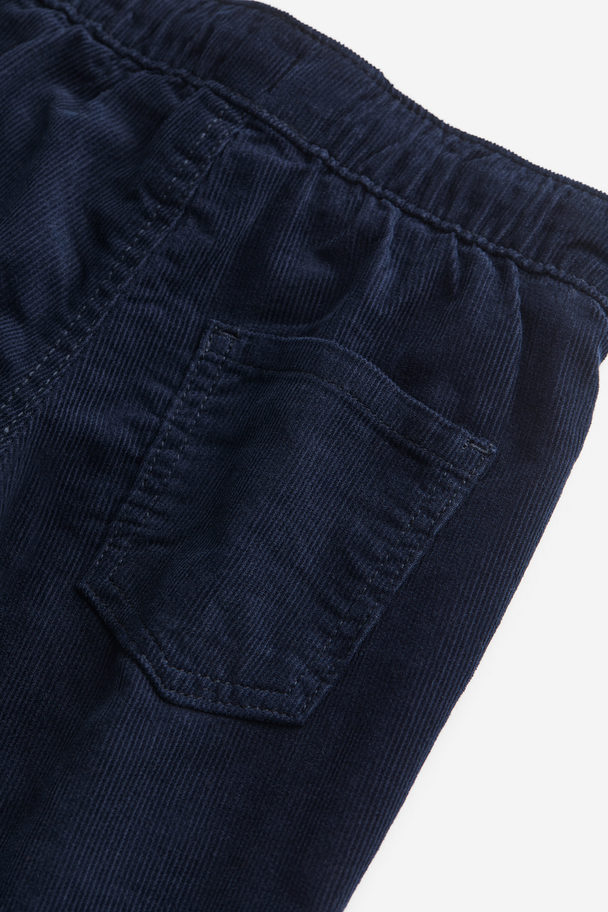 H&M Lined Corduroy Joggers Navy Blue
