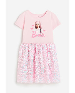 Sequin-skirt Jersey Dress Light Pink/barbie