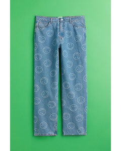 H&M+ Wide High Jeans Hellblau/Smiley®