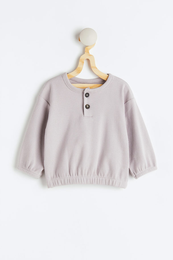 H&M Ribbed Jersey Top Pale Purple