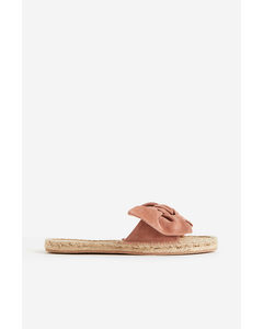Bow-detail Suede Mules Beige/old Rose