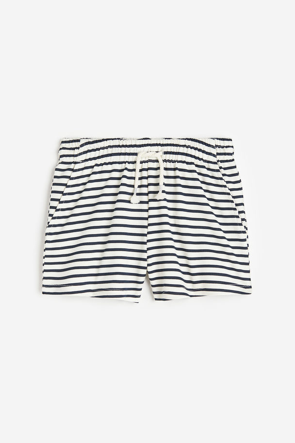 H&M Sweatshorts Navy Blue/striped