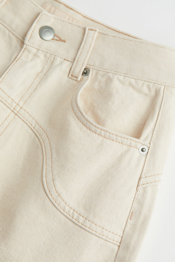 H&M Loose Straight Jeans Crèmevit