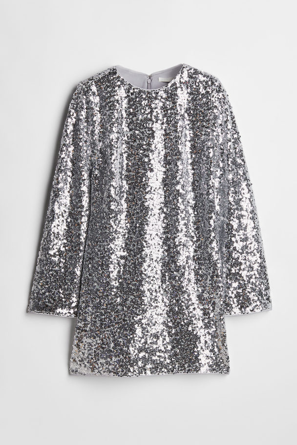 H&M Sequined Dress Silver-coloured