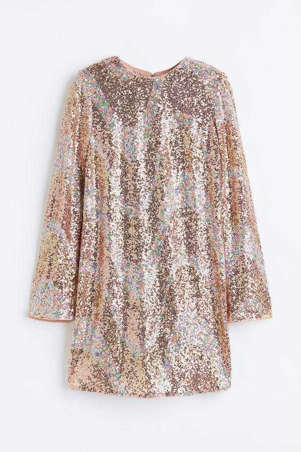 H&M Sequined Dress Rose Gold-coloured