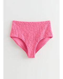 Textured Jacquard Bikini Briefs Pink