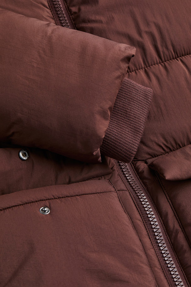 H&M Zip-detail Puffer Jacket Dark Brown