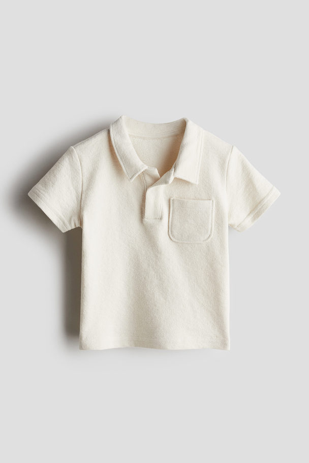 H&M Cotton Terry Polo Shirt Light Beige