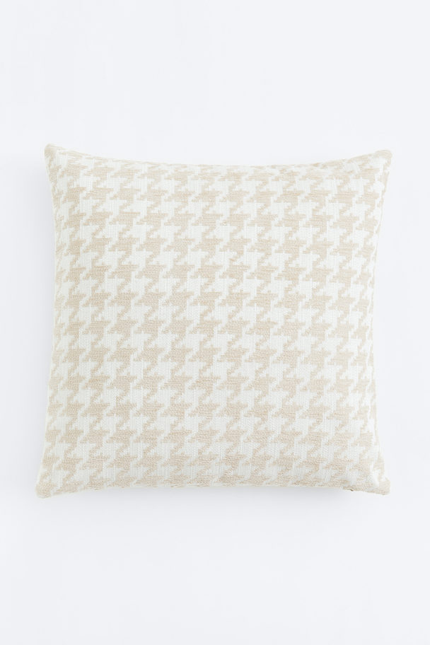 H&M HOME Jacquard-weave Cushion Cover Light Beige/dogtooth-patterned