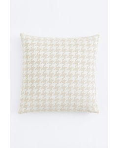 Jacquard-weave Cushion Cover Light Beige/dogtooth-patterned