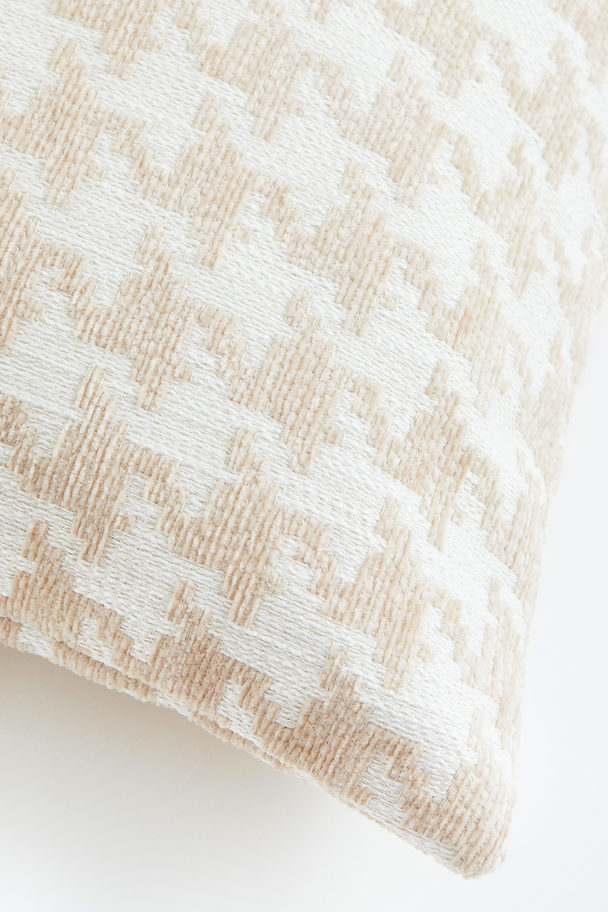 H&M HOME Jacquard-weave Cushion Cover Light Beige/dogtooth-patterned