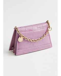 Croc Embossed Leather Chain Wallet Lilac