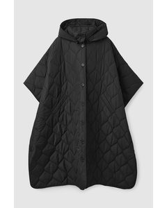 Oversized Quilted Cape Black