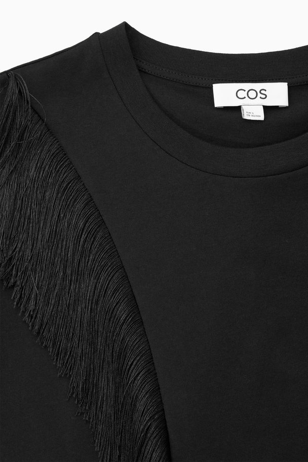 COS Fringed Jersey T-shirt Black