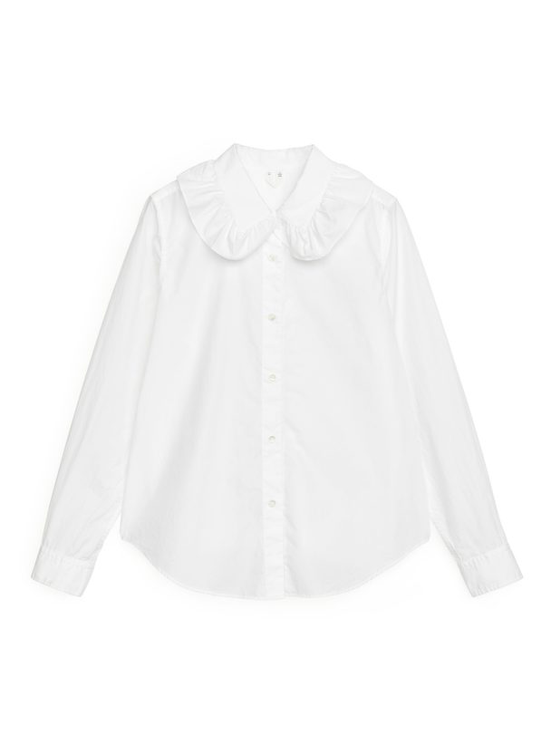 ARKET Frill Collar Poplin Shirt White