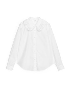 Frill Collar Poplin Shirt White