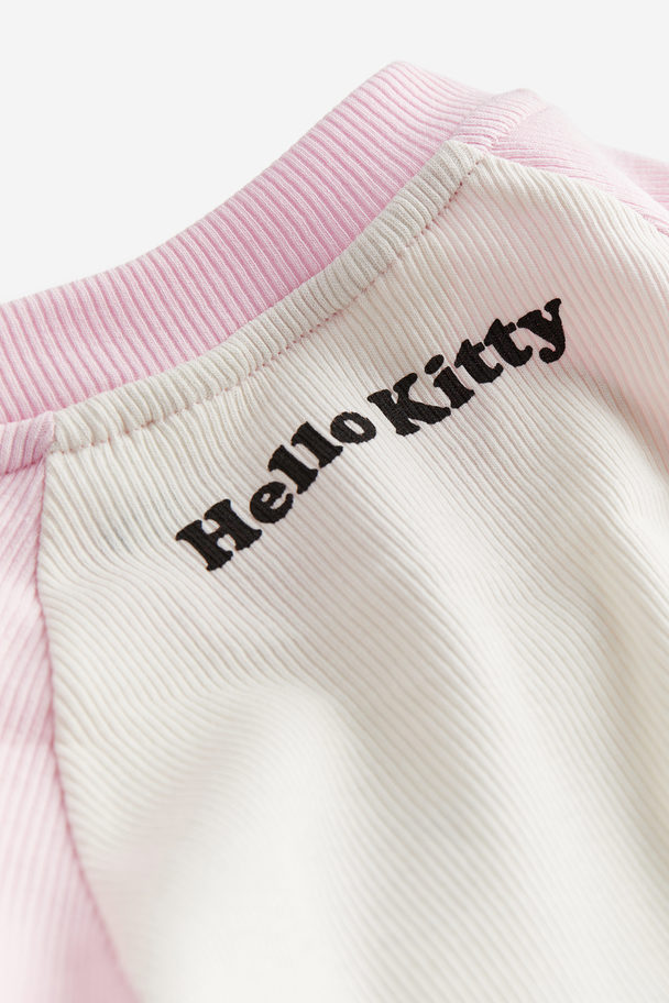 H&M Geripptes Jerseyshirt Hellrosa/Hello Kitty