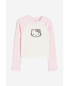 Geripptes Jerseyshirt Hellrosa/Hello Kitty