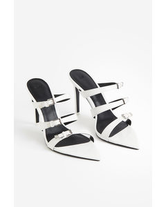 Pointed Heeled Sandals White