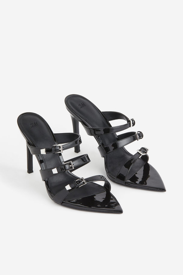 H&M Pointed Heeled Sandals Black