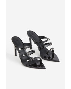 Pointed Heeled Sandals Black