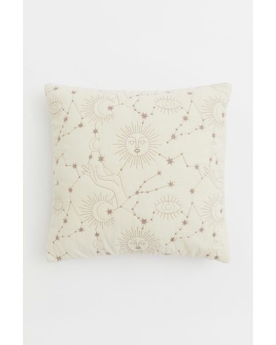H&M HOME Patterned Cotton Cushion Cover Light Beige/patterned