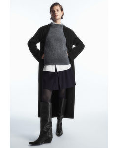 Pleated Wool-blend Mini Skirt Navy