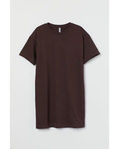 T-Shirt-Kleid aus Baumwolle Dunkelbraun